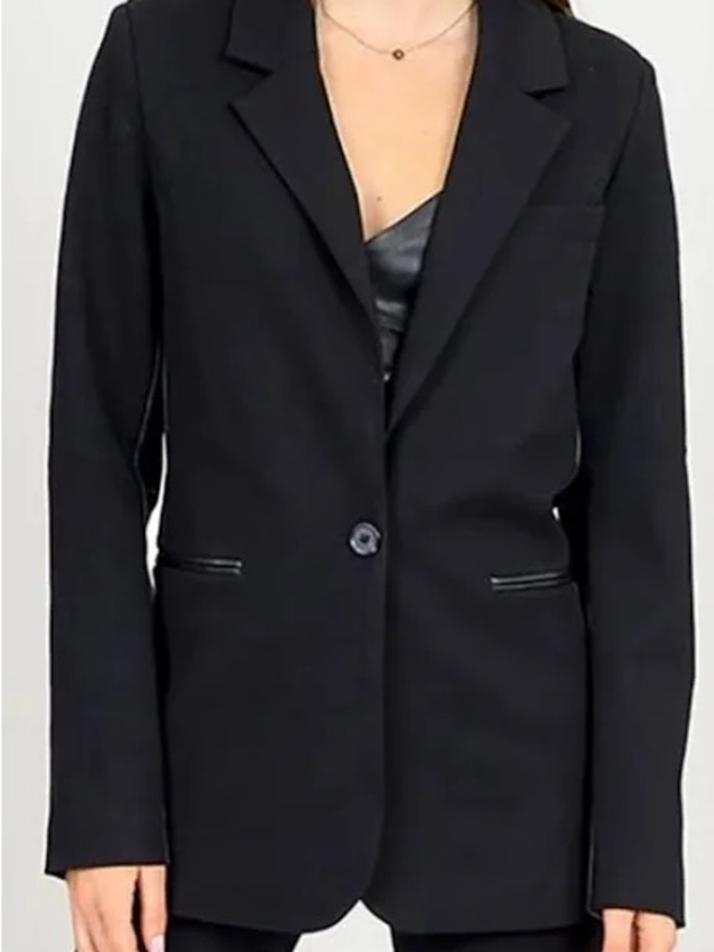 RD Style Black Single-Button Women's Blazer